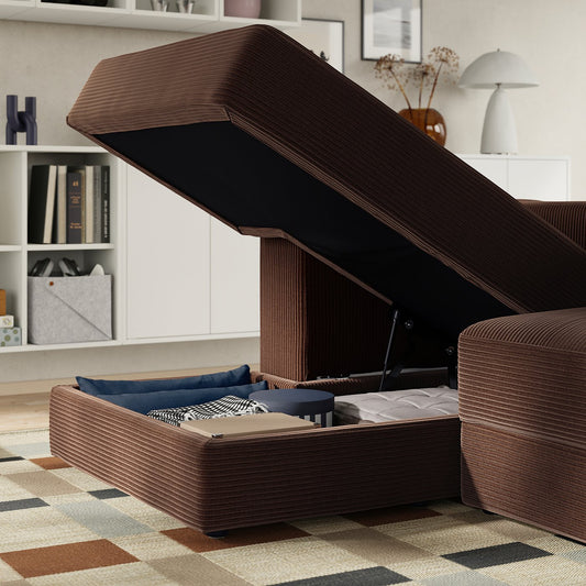 JÄTTEBO 3,5-seat mod sofa w chaise longues, Samsala dark brown, 324x71x160 cm