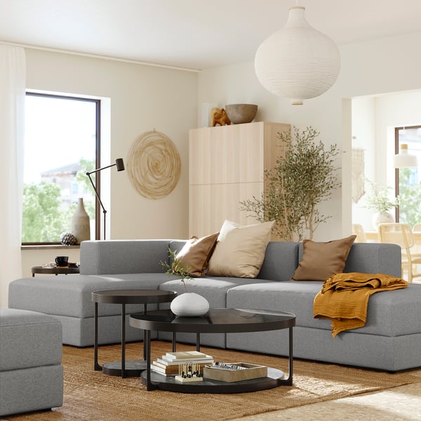 JÄTTEBO 3,5-seat mod sofa w chaise longues, Tonerud grey, 324x71x160 cm