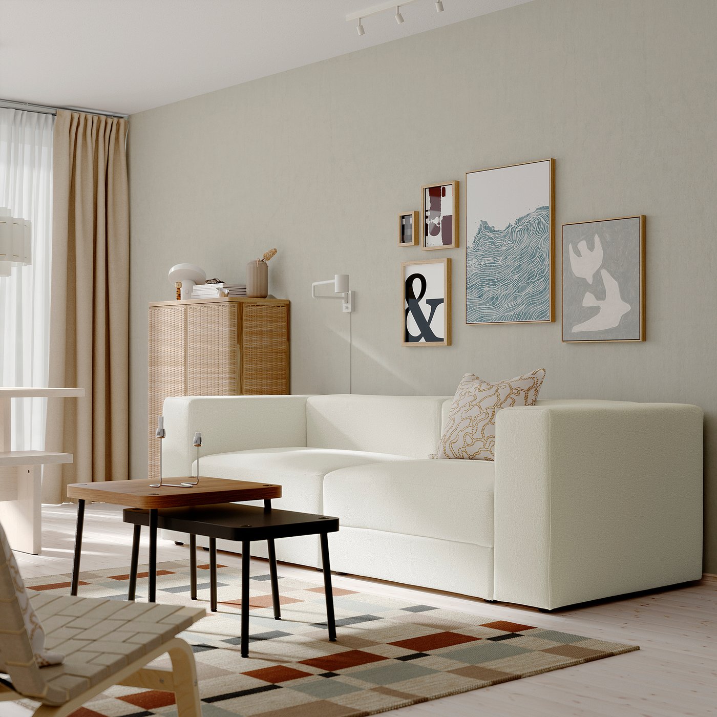 JÄTTEBO 3-seat modular sofa, Axvall off-white, 25x71x95 cm