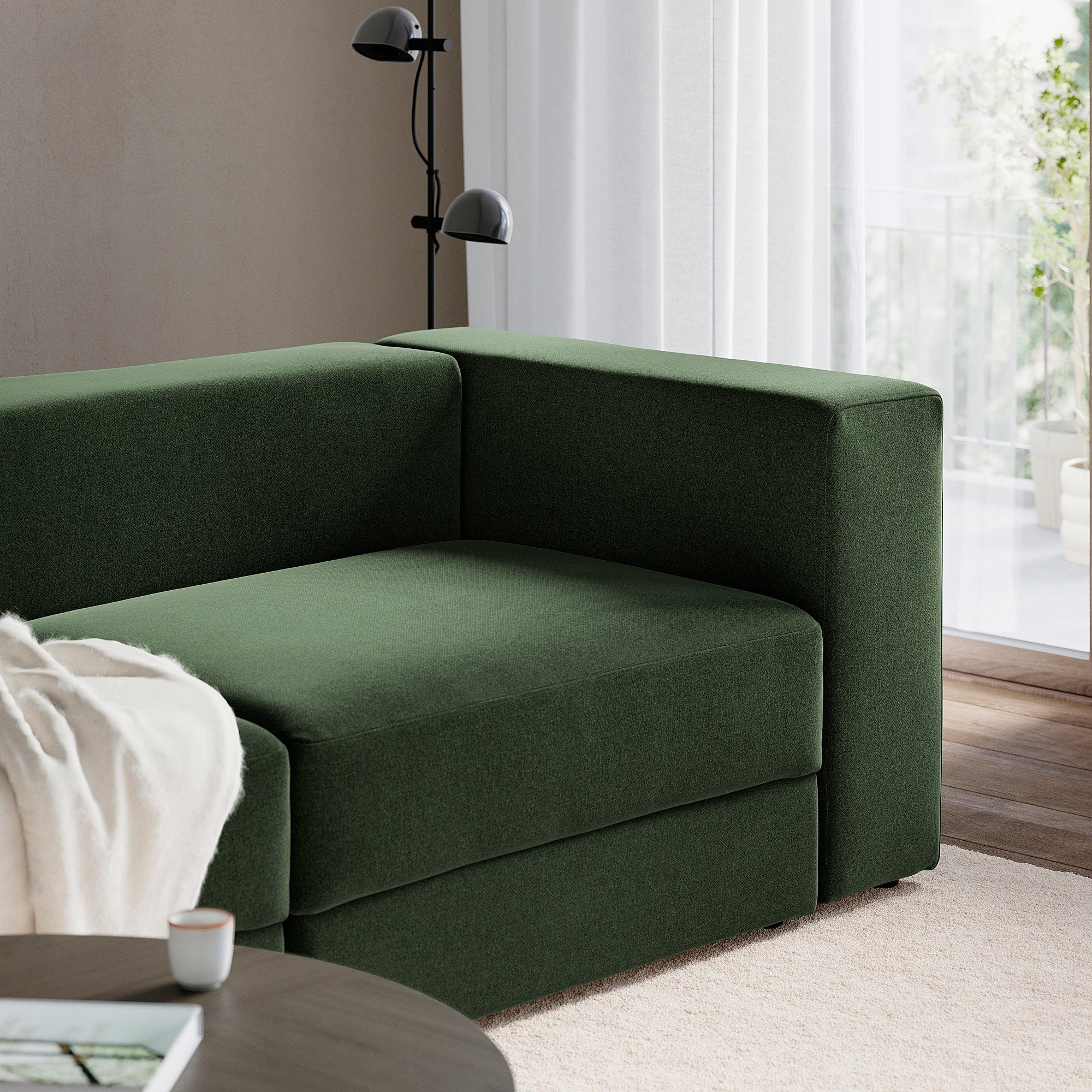 JÄTTEBO 3-seat modular sofa, Johanneshov dark green, 240x71x95 cm