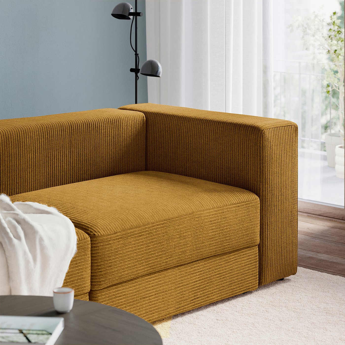 JÄTTEBO 3-seat modular sofa, Samsala yellow-brown, 240x71x95 cm