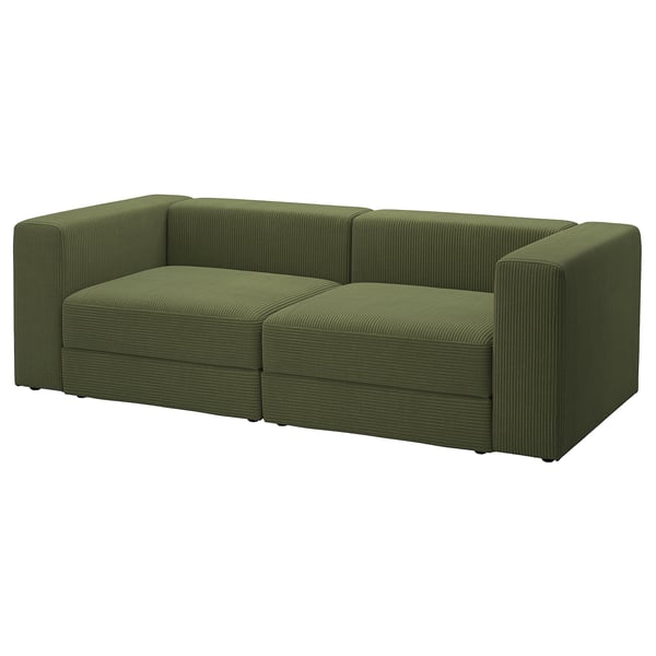 JÄTTEBO 3-seat modular sofa, Samsala dark yellow-green, 240x71x95 cm