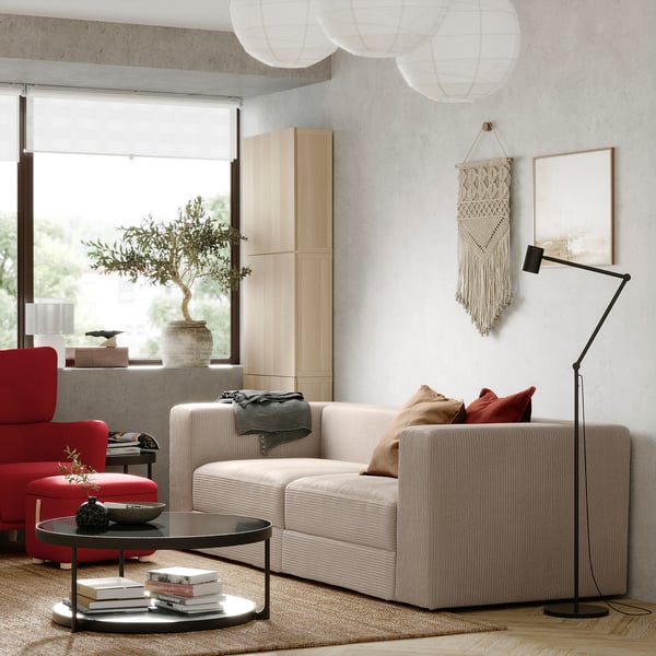 JÄTTEBO 3-seat modular sofa, Samsala grey-beige, 240x71x95 cm