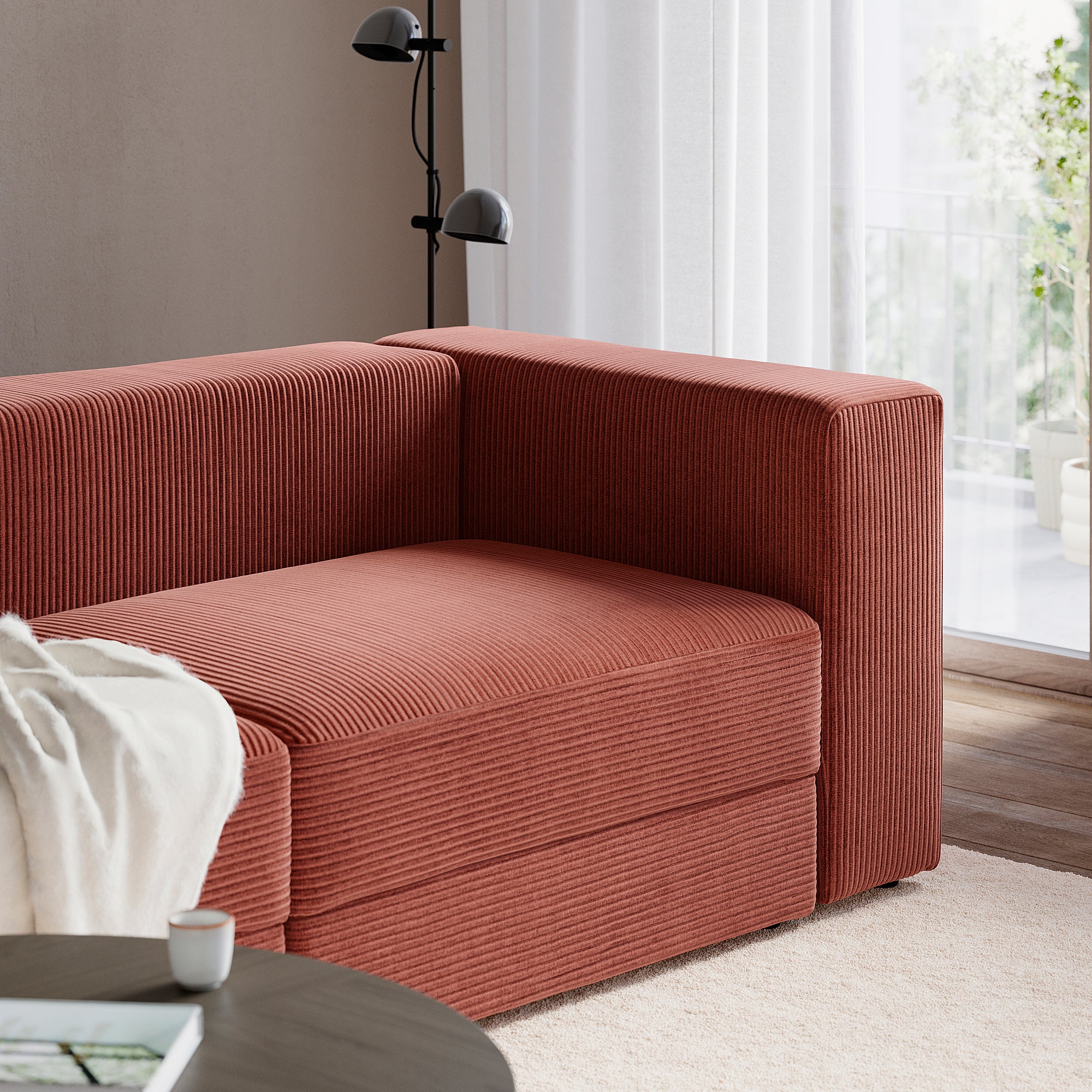 JÄTTEBO 3-seat modular sofa, Samsala brown-red, 240x71x95 cm