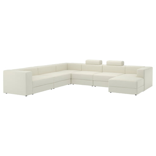 JÄTTEBO u-shaped sofa, 7-seat, with chaise longue, right with headrests/Axvall off-white, 25x87x95 cm