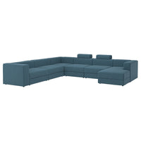 JÄTTEBO u-shaped sofa, 7-seat, with chaise longue, right with headrests/Axvall dark grey-blue, 25x87x95 cm