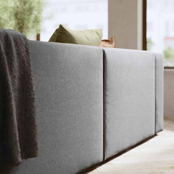 JÄTTEBO - 7-seater U-shaped sofa with chaise-longue, right with headrest/Tonerud grey ,