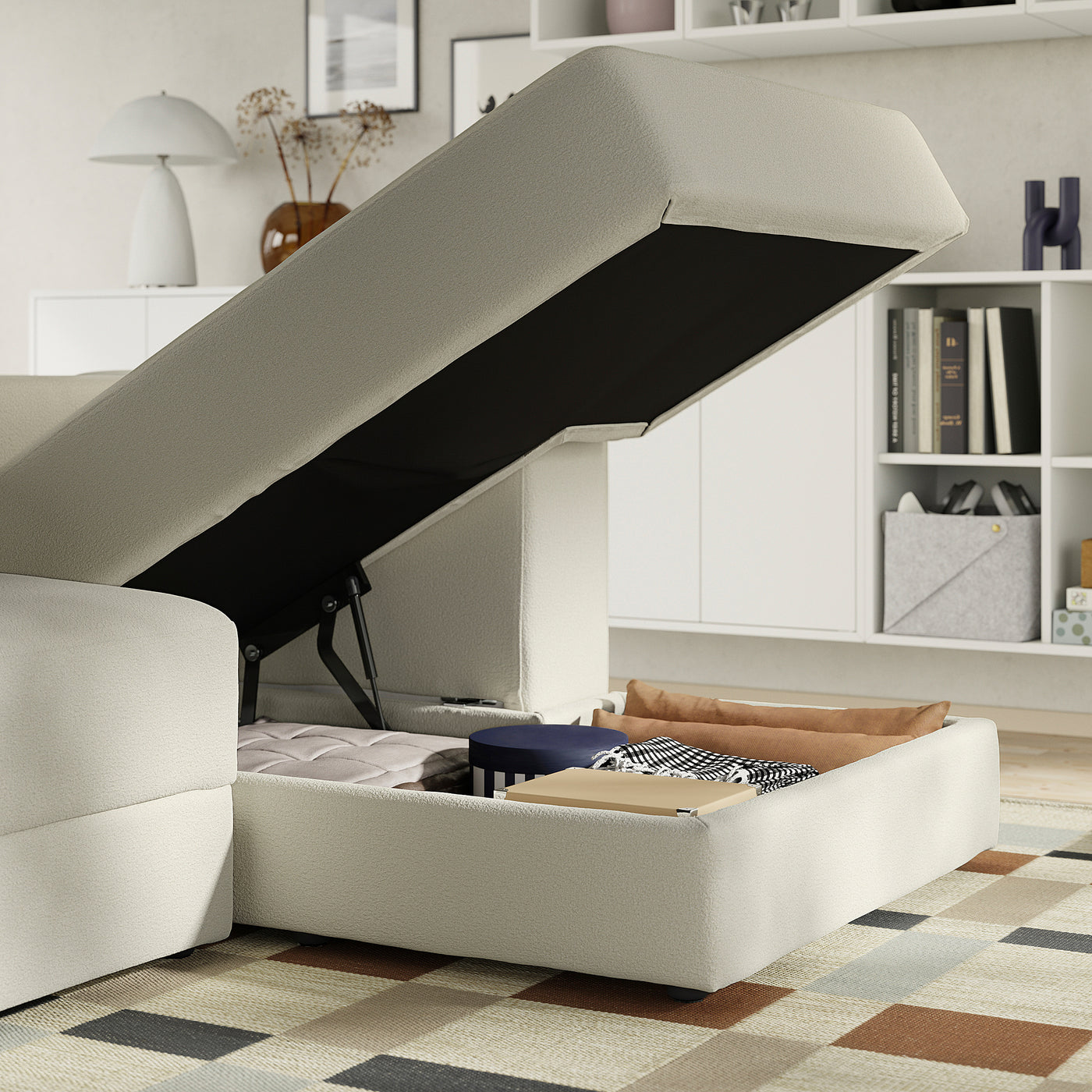 JÄTTEBO mod crnr sofa 2,5-seat w chaise lng, right/Axvall off-white, 190x71x65 cm