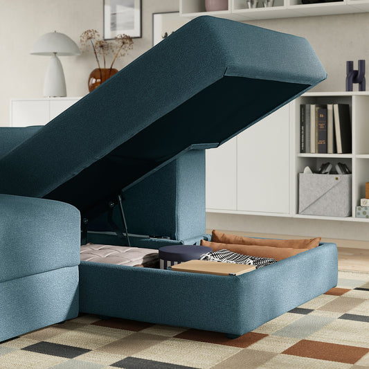 JÄTTEBO mod crnr sofa 2,5-seat w chaise lng, right/Axvall dark grey-blue