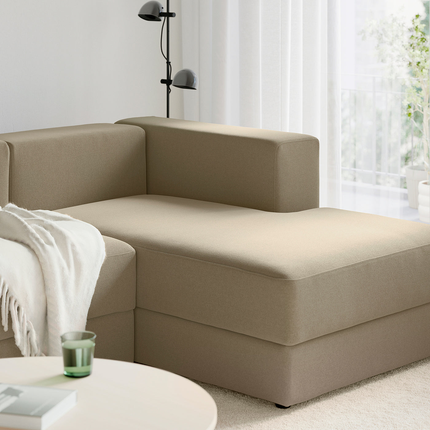 JÄTTEBO mod crnr sofa 2,5-seat w chaise lng, right/Johanneshov brown-beige, 190x71x65 cm