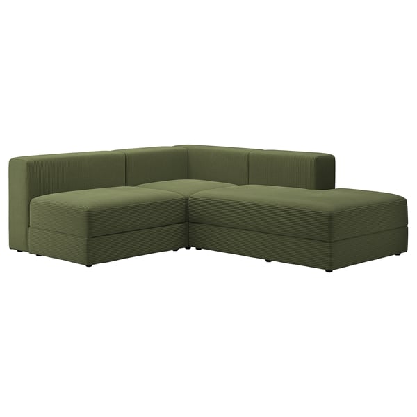 JÄTTEBO mod crnr sofa 2,5-seat w chaise lng, right/Samsala dark yellow-green, 190x71x65 cm