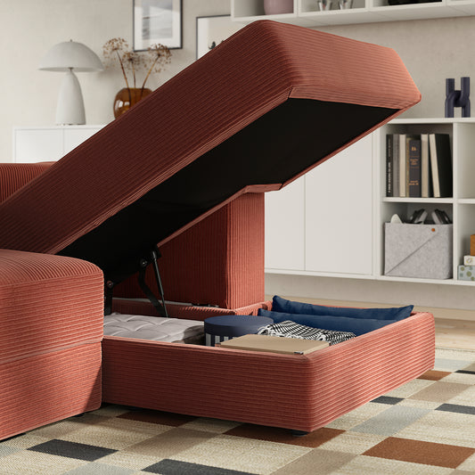 JÄTTEBO mod crnr sofa 2,5-seat w chaise lng, right/Samsala brown-red, 190x71x65 cm