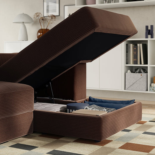 JÄTTEBO mod crnr sofa 2,5-seat w chaise lng, right/Samsala dark brown