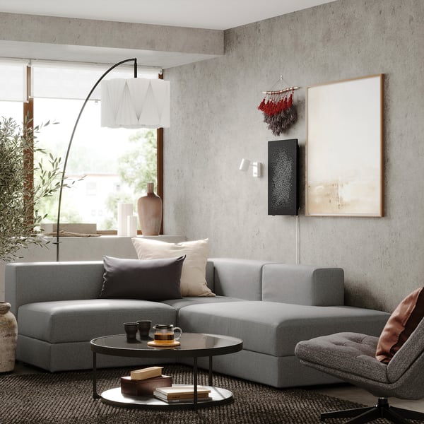JÄTTEBO - 2.5-seater corner sofa / chaise longue, right / Tonerud gray ,