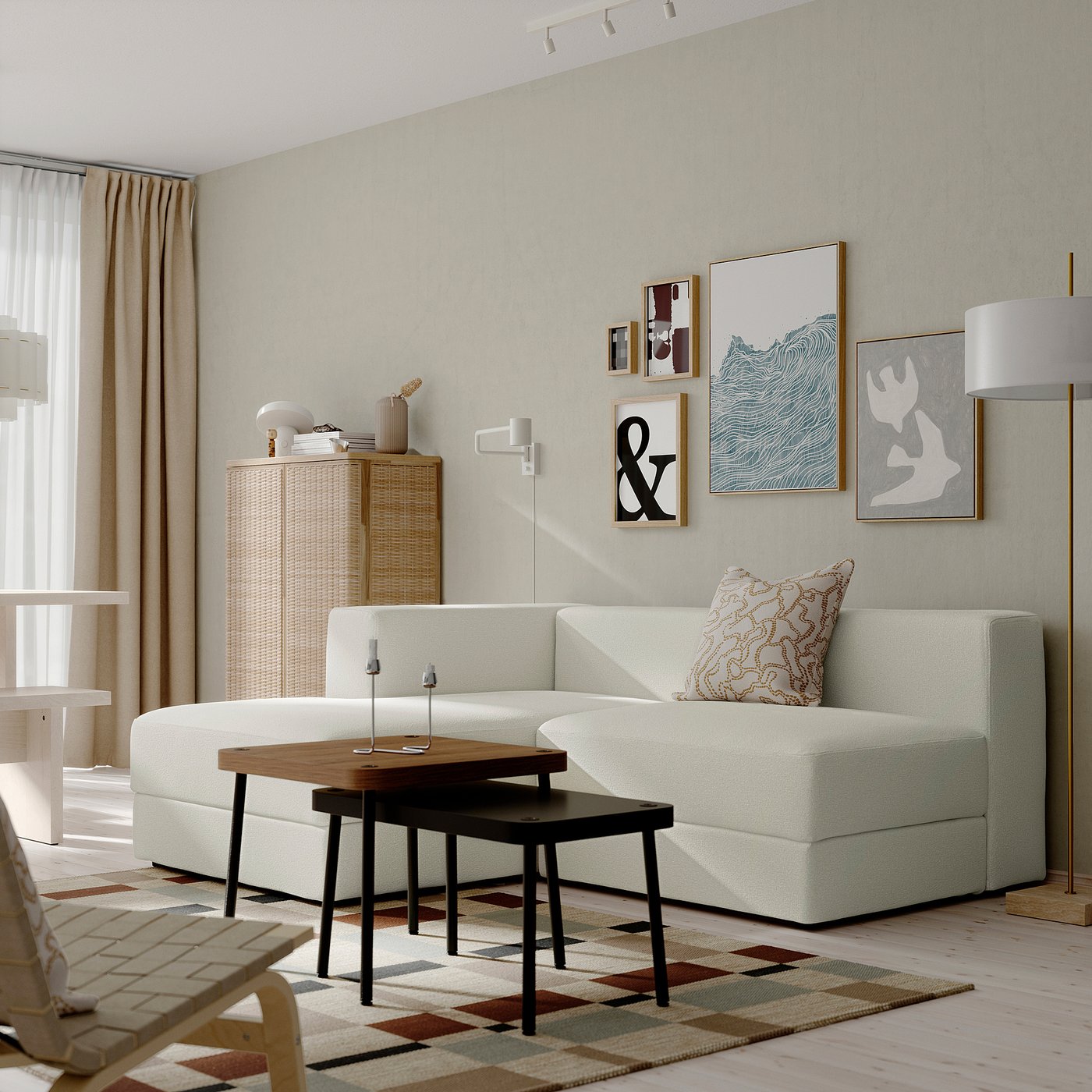 JÄTTEBO 2,5-seat mod sofa w chaise longue, left/Axvall off-white, 190x71x160 cm