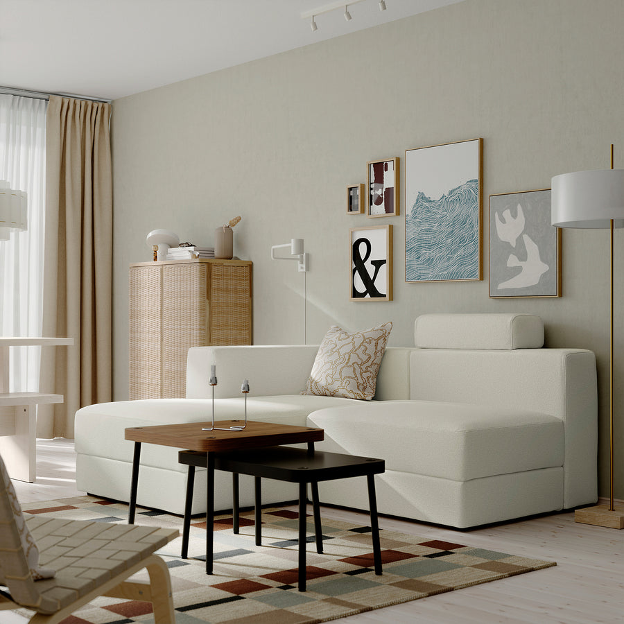 JÄTTEBO 2,5-seat mod sofa w chaise longue, left with headrest/Axvall off-white, 190x87x160 cm