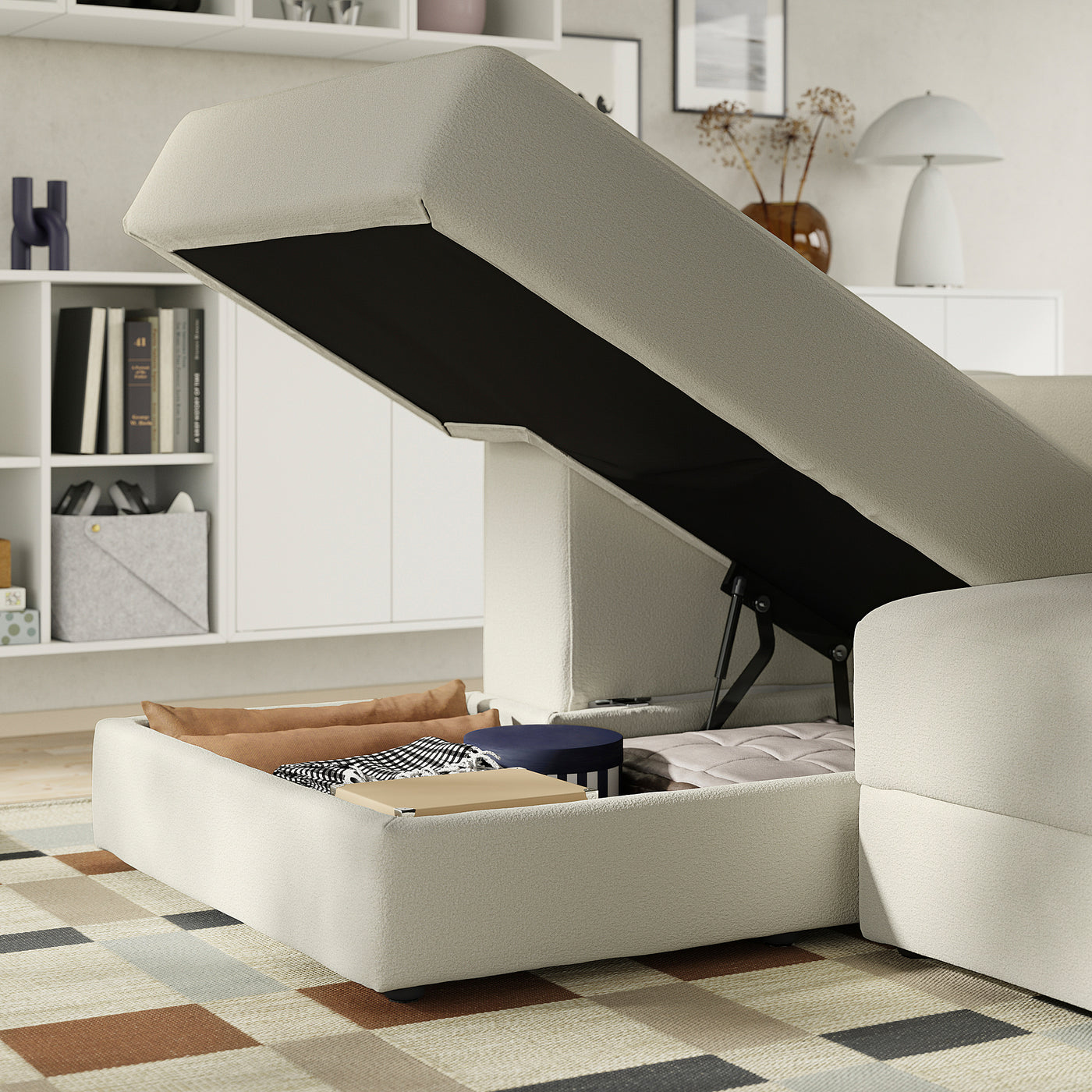 JÄTTEBO 2,5-seat mod sofa w chaise longue, left with headrest/Axvall off-white, 190x87x160 cm