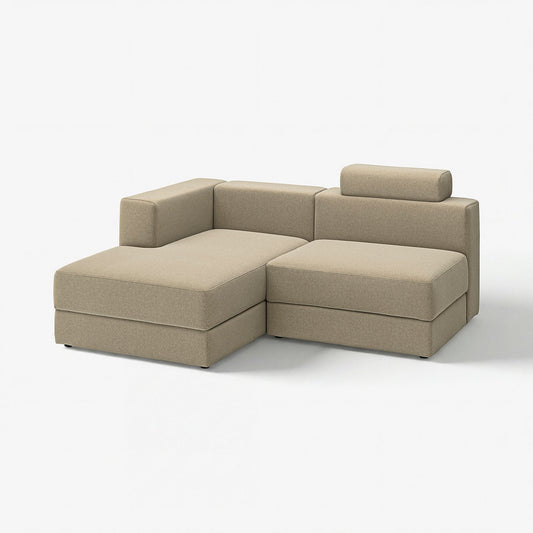 JÄTTEBO 2,5-seat mod sofa w chaise longue, left with headrest/Johanneshov brown-beige, 190x87x160 cm
