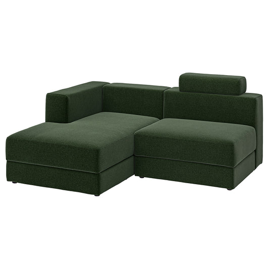 JÄTTEBO 2,5-seat mod sofa w chaise longue, left with headrest/Johanneshov dark green, 190x87x160 cm