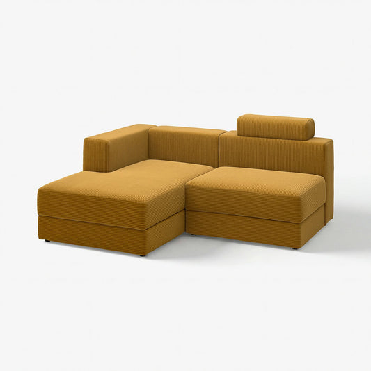 JÄTTEBO 2,5-seat mod sofa w chaise longue, left with headrest/Samsala yellow-brown, 190x87x160 cm