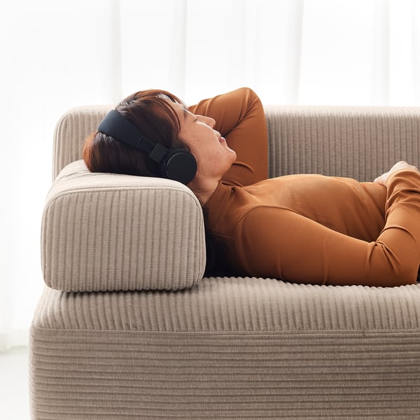 JÄTTEBO 2,5-seat mod sofa w chaise longue, left with headrest/Samsala grey-beige, 190x87x160 cm