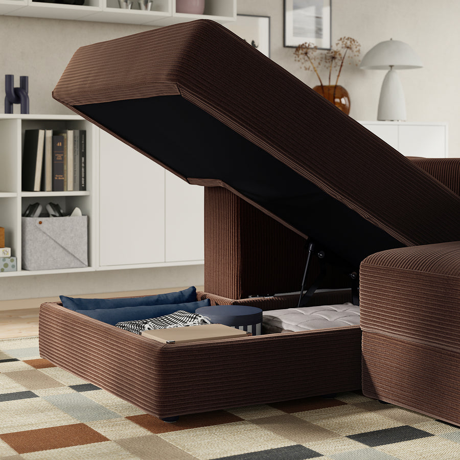 JÄTTEBO 2,5-seat mod sofa w chaise longue, left with headrest/Samsala dark brown, 190x87x160 cm