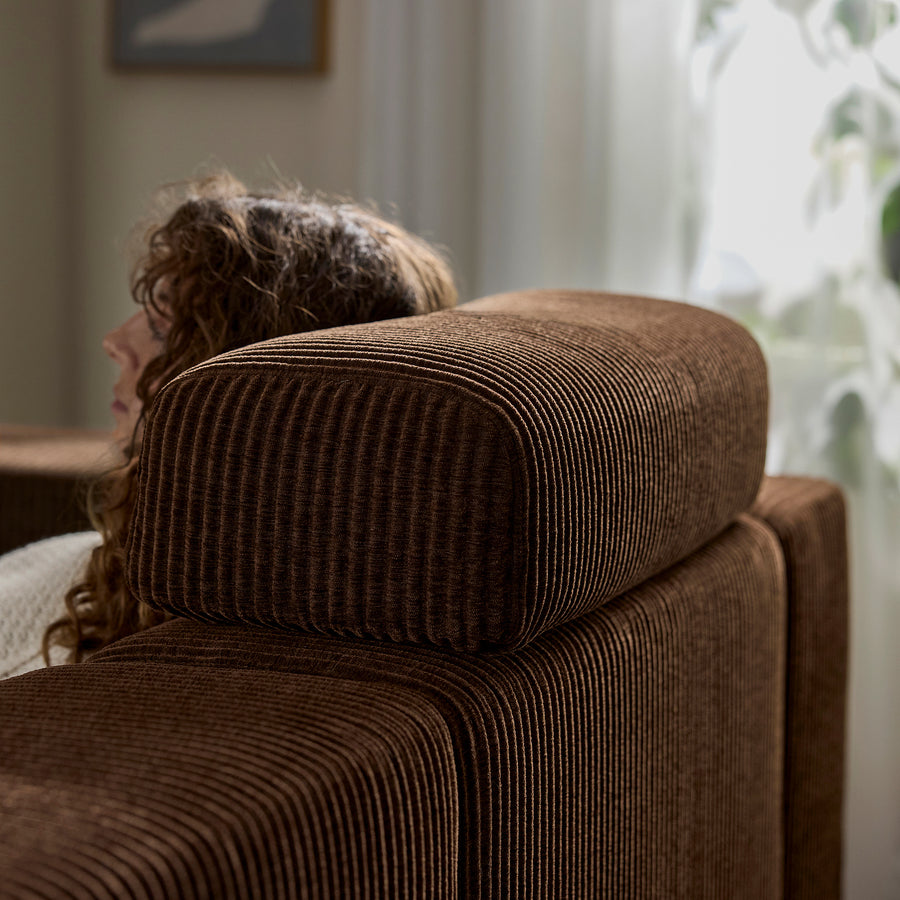 JÄTTEBO 2,5-seat mod sofa w chaise longue, left with headrest/Samsala dark brown, 190x87x160 cm