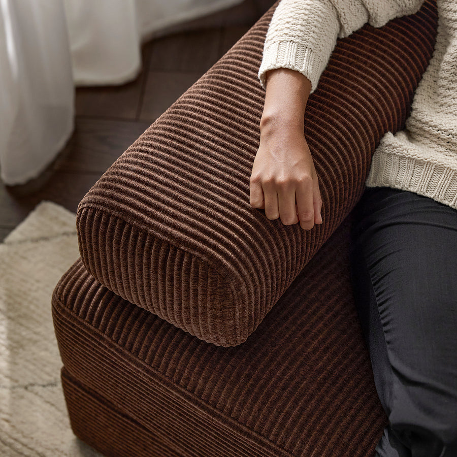 JÄTTEBO 2,5-seat mod sofa w chaise longue, left with headrest/Samsala dark brown, 190x87x160 cm
