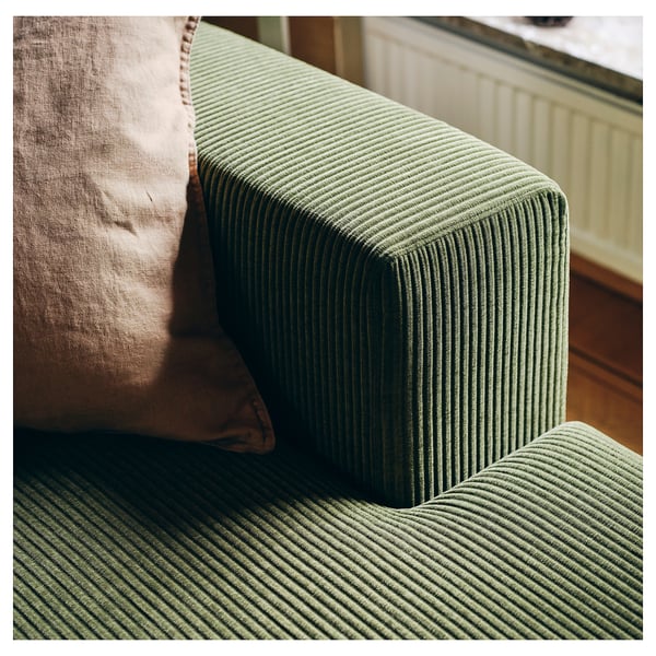 JÄTTEBO - 2.5-seater comp sofa / chaise longue, left / Samsala dark yellow-green ,