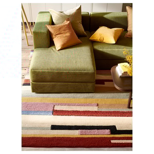 JÄTTEBO - 2.5-seater comp sofa / chaise longue, left / Samsala dark yellow-green ,