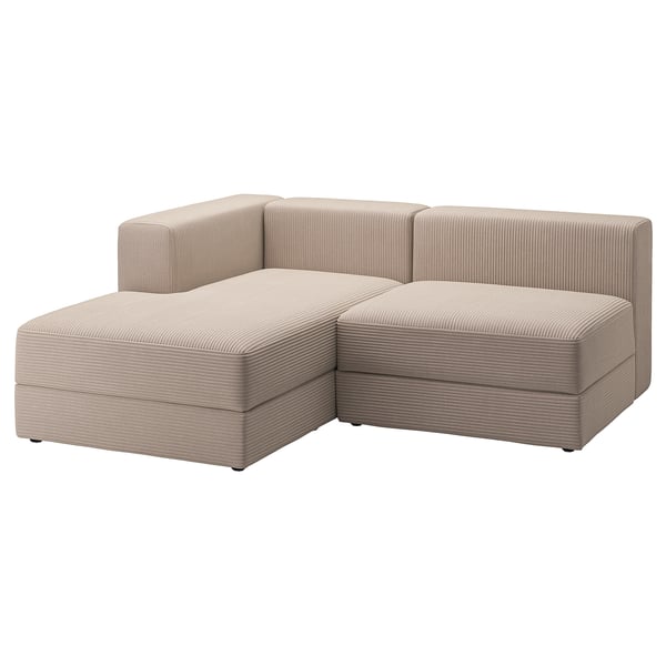JÄTTEBO 2,5-seat mod sofa w chaise longue, left/Samsala grey-beige, 190x71x160 cm