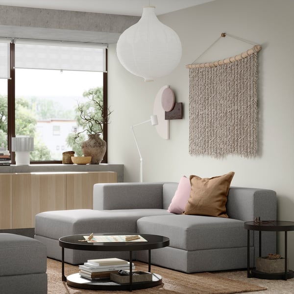 JÄTTEBO - 2.5-seater comp sofa / chaise longue, left / Tonerud gray ,