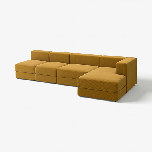 JÄTTEBO 4,5-seat mod sofa w chaise longue, right/Samsala yellow-brown, 330x71x160 cm
