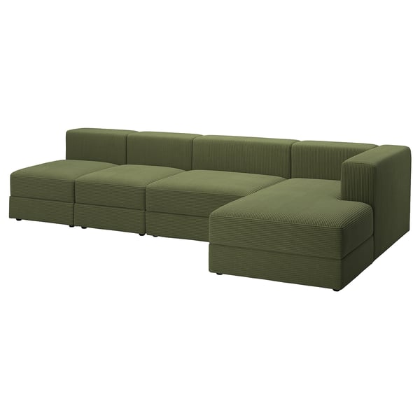 JÄTTEBO 4,5-seat mod sofa w chaise longue, right/Samsala dark yellow-green, 330x71x160 cm