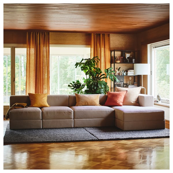 JÄTTEBO 4,5-seat mod sofa w chaise longue, right/Samsala grey-beige, 330x71x160 cm