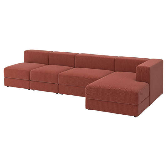 JÄTTEBO 4,5-seat mod sofa w chaise longue, right/Samsala brown-red, 330x71x160 cm