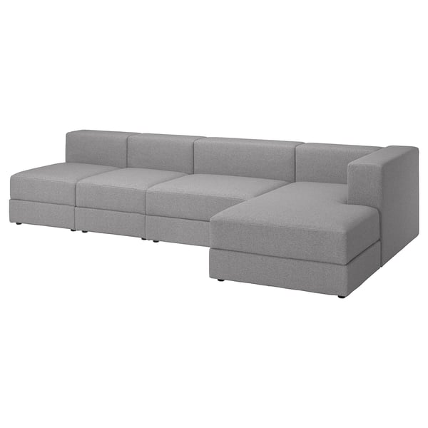 JÄTTEBO 4,5-seat mod sofa w chaise longue, right/Tonerud grey, 330x71x160 cm