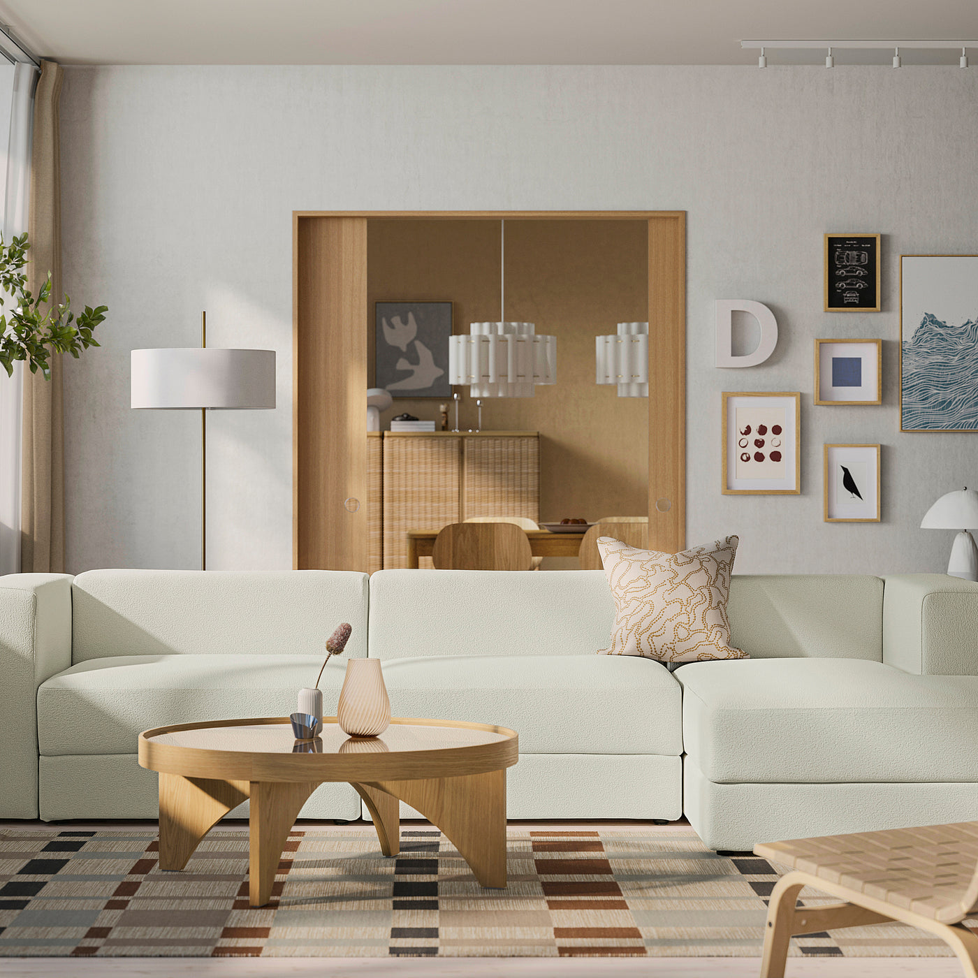 JÄTTEBO 4-seat mod sofa w chaise longue, right/Axvall off-white, 310x71x160 cm