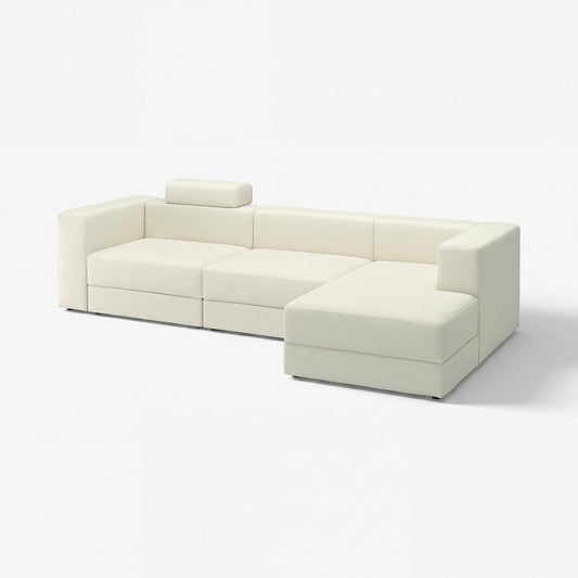 JÄTTEBO 4-seat mod sofa w chaise longue, right with headrest/Axvall off-white, 310x87x160 cm