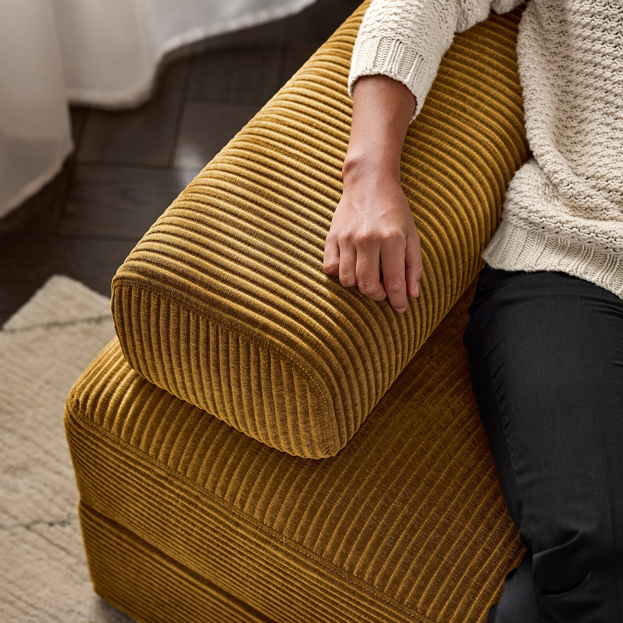 JÄTTEBO 4-seat mod sofa w chaise longue, right with headrest/Samsala yellow-brown, 310x87x160 cm
