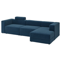JÄTTEBO 4-seat mod sofa w chaise longue, right with headrest/Samsala dark blue, 310x87x160 cm