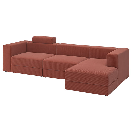 JÄTTEBO 4-seat mod sofa w chaise longue, right with headrest/Samsala brown-red, 310x87x160 cm