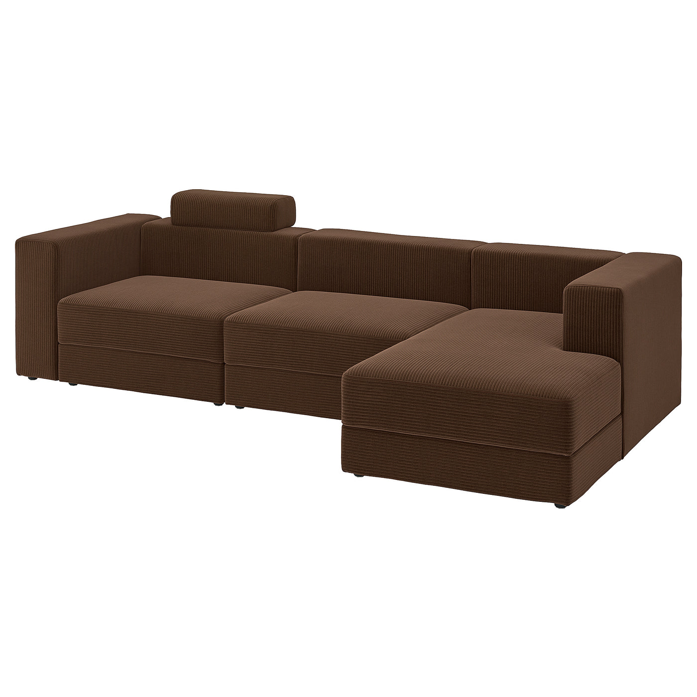 JÄTTEBO 4-seat mod sofa w chaise longue, right with headrest/Samsala dark brown, 310x87x160 cm