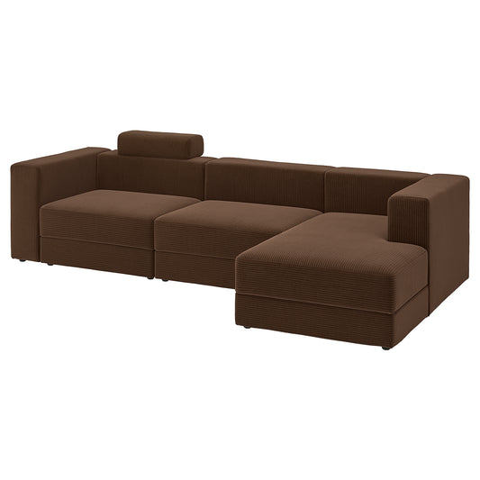 JÄTTEBO 4-seat mod sofa w chaise longue, right with headrest/Samsala dark brown, 310x87x160 cm