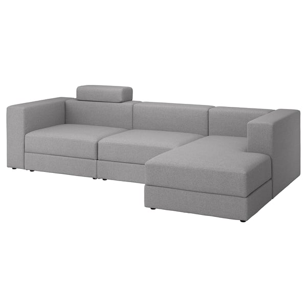 JÄTTEBO 4-seat mod sofa w chaise longue, right with headrest/Tonerud grey, 310x87x160 cm
