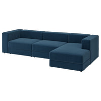 JÄTTEBO 4-seat mod sofa w chaise longue, right/Samsala dark blue, 310x71x160 cm