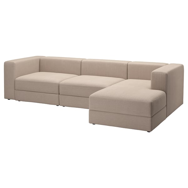 JÄTTEBO 4-seat mod sofa w chaise longue, right/Samsala grey-beige, 310x71x160 cm