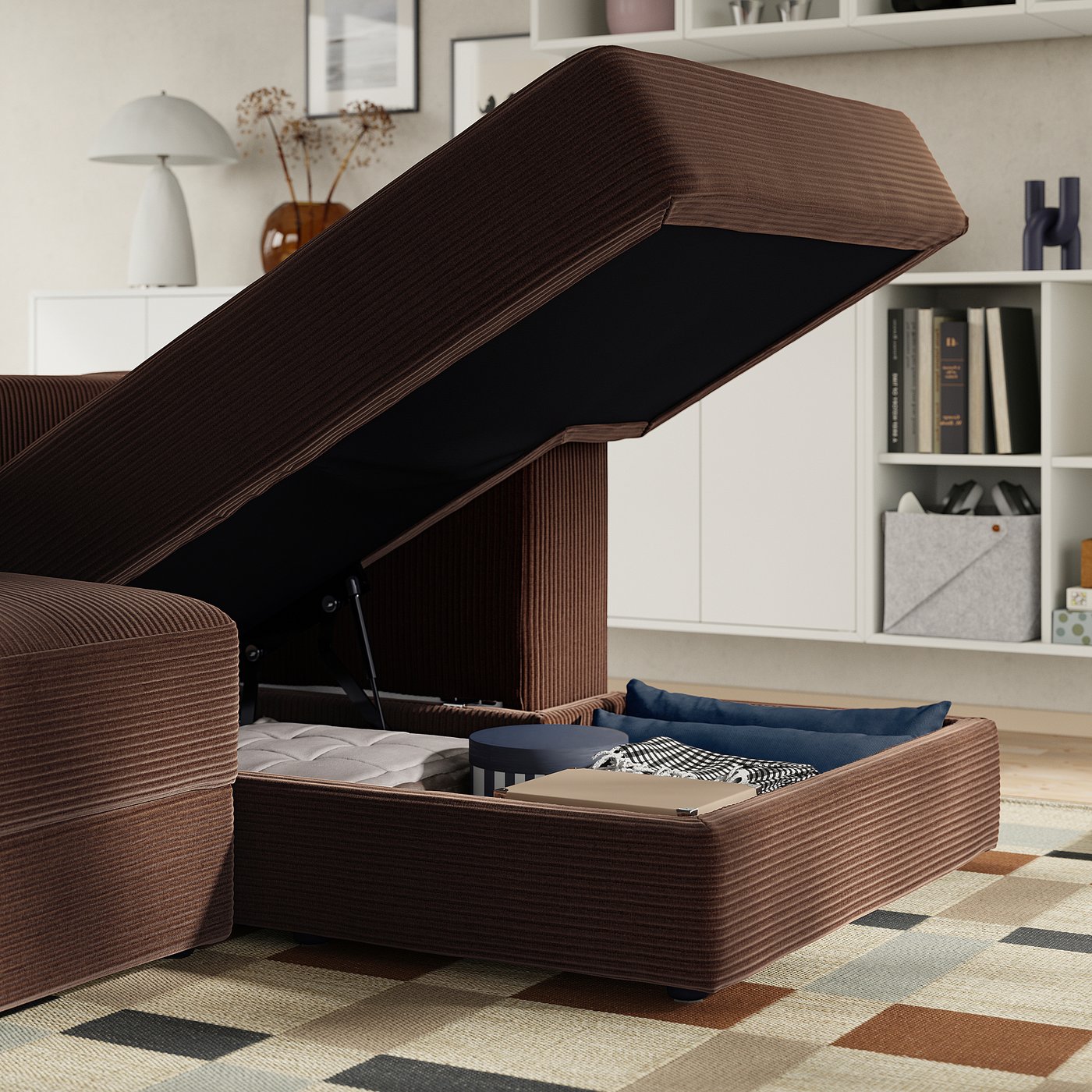JÄTTEBO 4-seat mod sofa w chaise longue, right/Samsala dark brown, 310x71x160 cm