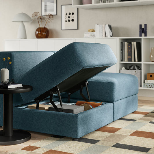 JÄTTEBO 2-seat modular sofa, with headrest/Axvall dark grey-blue, 190x87x95 cm