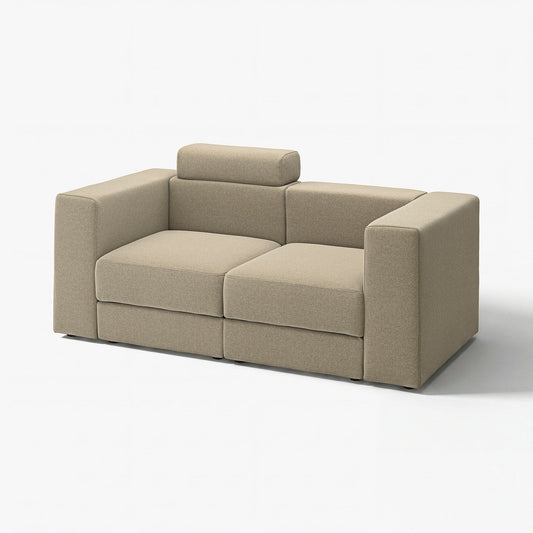 JÄTTEBO 2-seat modular sofa, with headrest/Johanneshov brown-beige, 190x87x95 cm